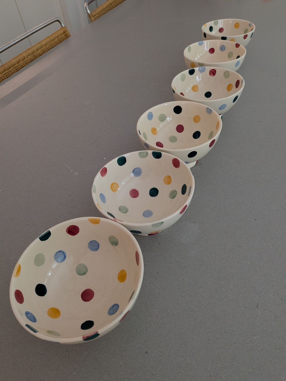 Polka Dot Ceramic French Bowl Set Set Of Six Gently Used